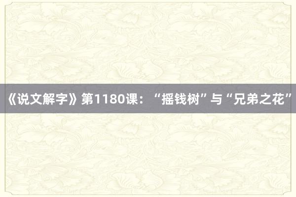 《说文解字》第1180课：“摇钱树”与“兄弟之花”