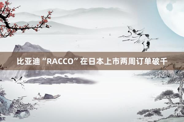 比亚迪“RACCO”在日本上市两周订单破千