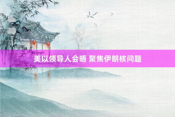 美以领导人会晤 聚焦伊朗核问题