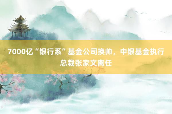 7000亿“银行系”基金公司换帅，中银基金执行总裁张家文离任