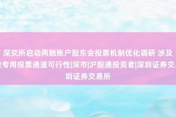 深交所启动两融账户股东会投票机制优化调研 涉及增设专用投票通道可行性|深市|沪股通投资者|深圳证券交易所