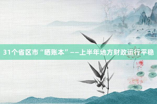 31个省区市“晒账本”——上半年地方财政运行平稳
