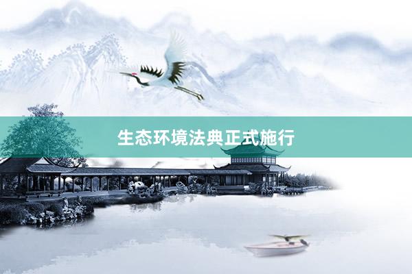 生态环境法典正式施行