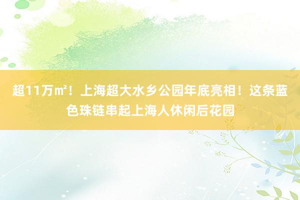 超11万㎡！上海超大水乡公园年底亮相！这条蓝色珠链串起上海人休闲后花园
