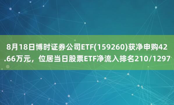 8月18日博时证券公司ETF(159260)获净申购42.66万元，位居当日股票ETF净流入排名210/1297