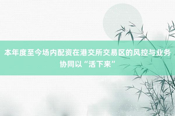 本年度至今场内配资在港交所交易区的风控与业务协同以“活下来”