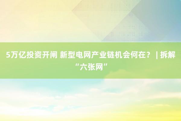 5万亿投资开闸 新型电网产业链机会何在？ | 拆解“六张网”