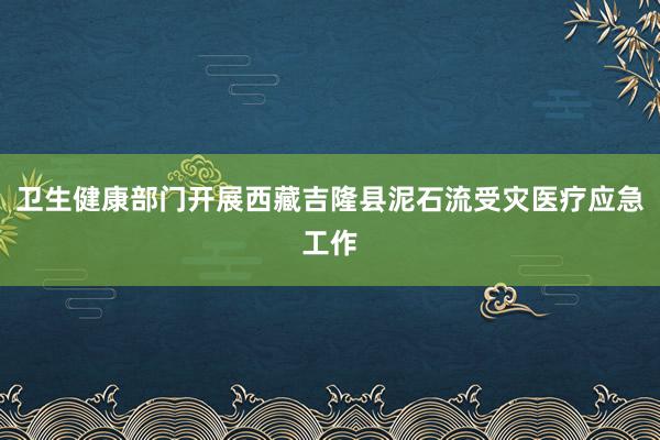 卫生健康部门开展西藏吉隆县泥石流受灾医疗应急工作