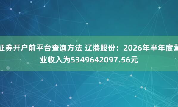 证券开户前平台查询方法 辽港股份：2026年半年度营业收入为5349642097.56元
