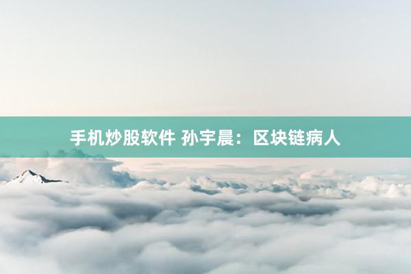 手机炒股软件 孙宇晨：区块链病人