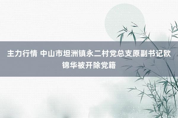主力行情 中山市坦洲镇永二村党总支原副书记欧锦华被开除党籍