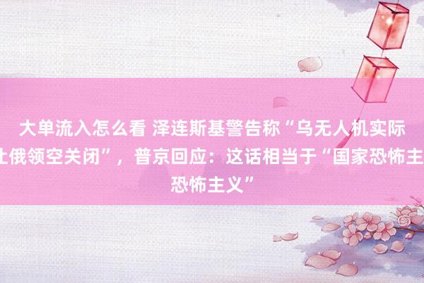 大单流入怎么看 泽连斯基警告称“乌无人机实际已让俄领空关闭”，普京回应：这话相当于“国家恐怖主义”