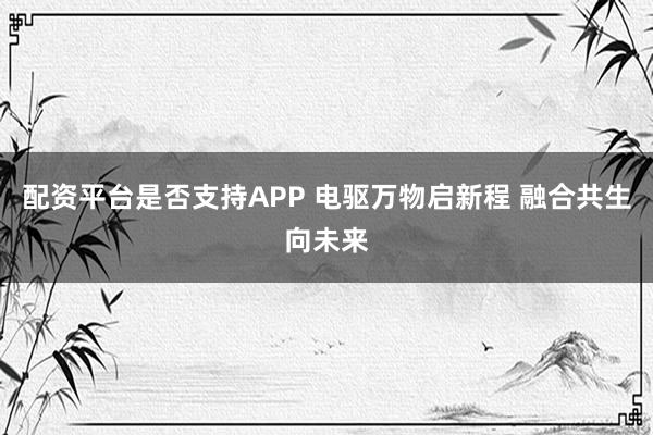 配资平台是否支持APP 电驱万物启新程 融合共生向未来