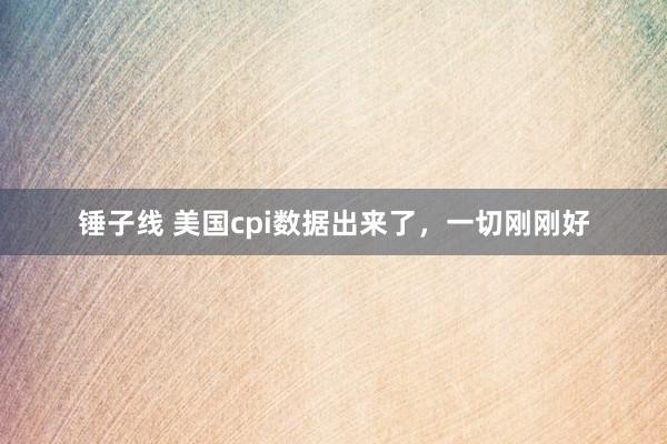 锤子线 美国cpi数据出来了，一切刚刚好