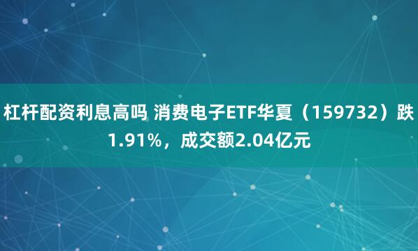 杠杆配资利息高吗 消费电子ETF华夏（159732）跌1.91%，成交额2.04亿元
