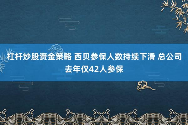杠杆炒股资金策略 西贝参保人数持续下滑 总公司去年仅42人参保