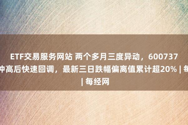 ETF交易服务网站 两个多月三度异动，600737股价冲高后快速回调，最新三日跌幅偏离值累计超20% | 每经网