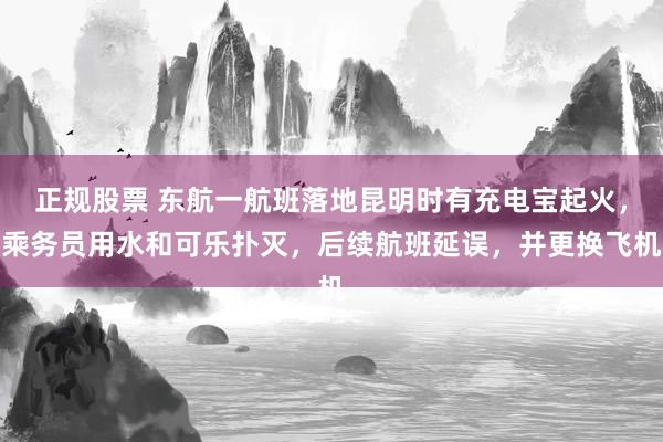 正规股票 东航一航班落地昆明时有充电宝起火，乘务员用水和可乐扑灭，后续航班延误，并更换飞机
