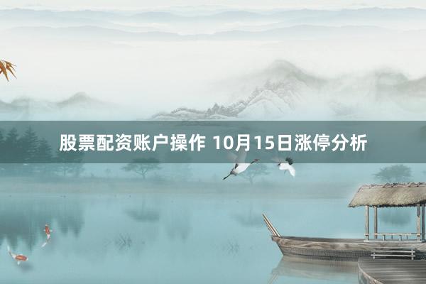 股票配资账户操作 10月15日涨停分析