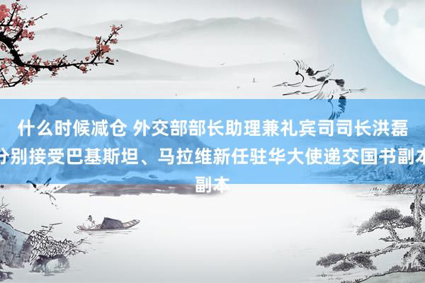 什么时候减仓 外交部部长助理兼礼宾司司长洪磊分别接受巴基斯坦、马拉维新任驻华大使递交国书副本